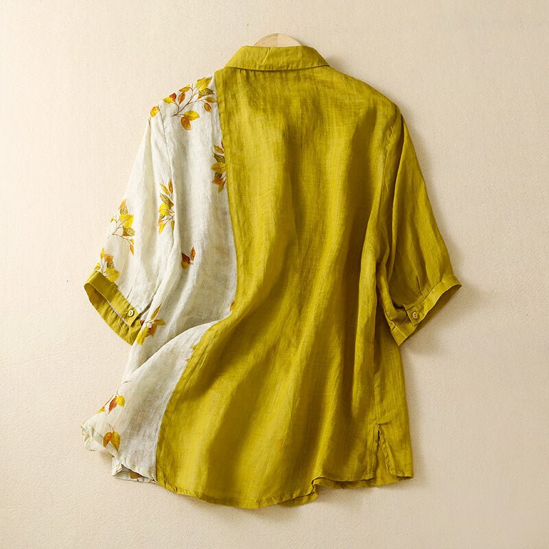 Esme | Elegant Two-Tone Linen Blouse