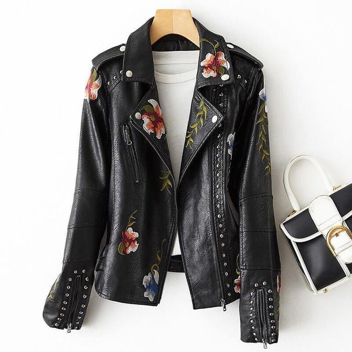 Esme | Vintage Floral Leather Jacket