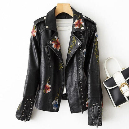 Esme | Vintage Floral Leather Jacket