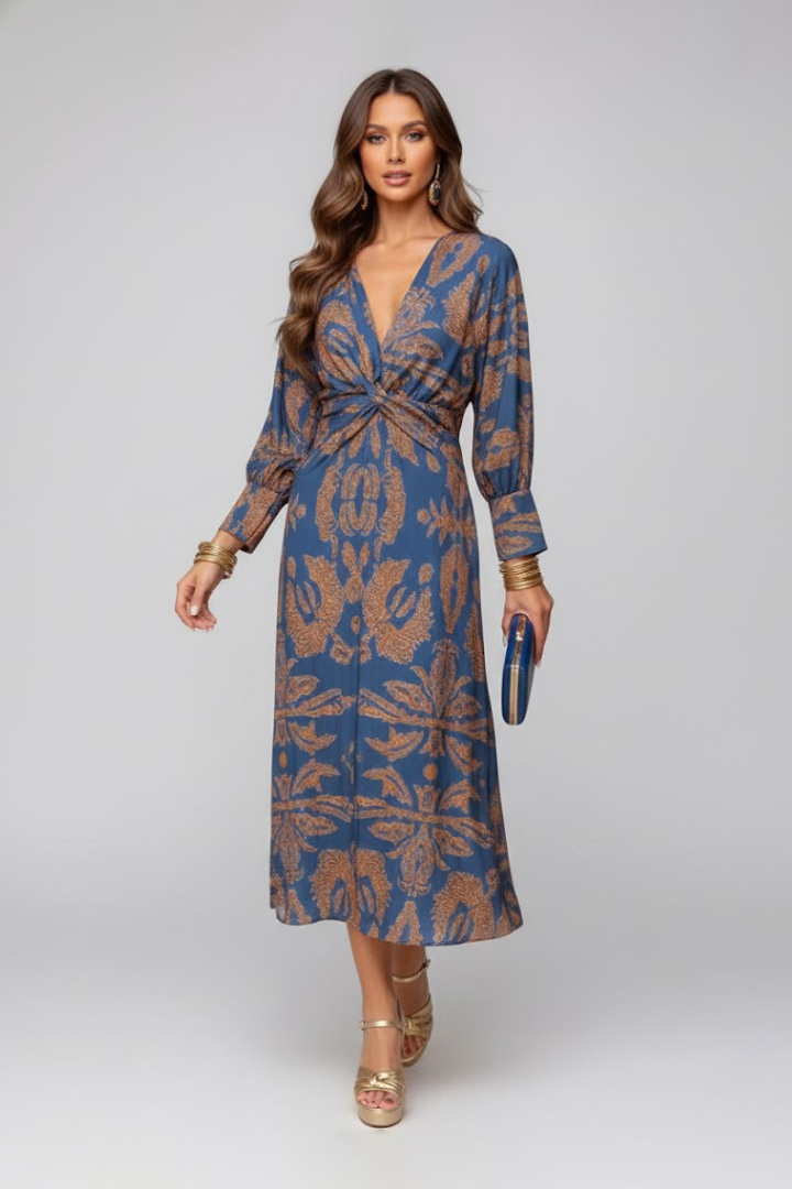Lila | V-Neck Printed Maxi Dress