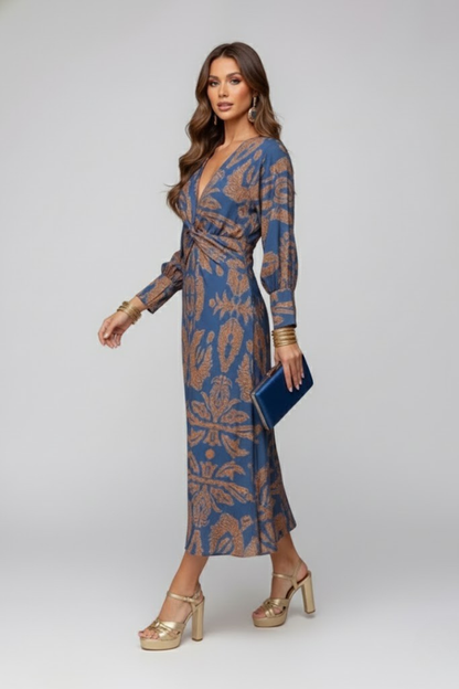 Lila | V-Neck Printed Maxi Dress