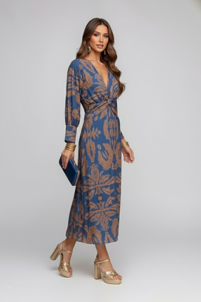 Lila | V-Neck Printed Maxi Dress