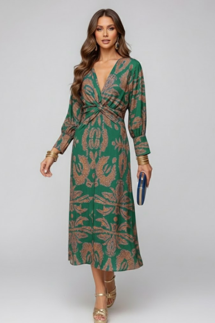 Lila | V-Neck Printed Maxi Dress