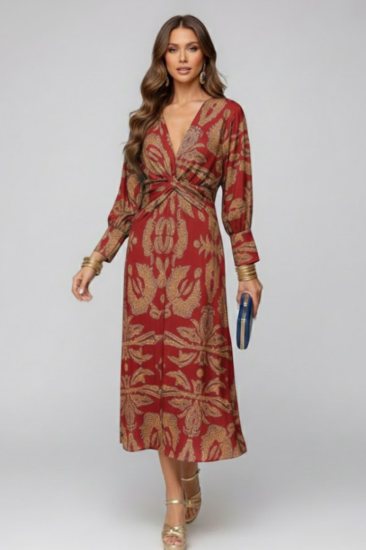 Lila | V-Neck Printed Maxi Dress