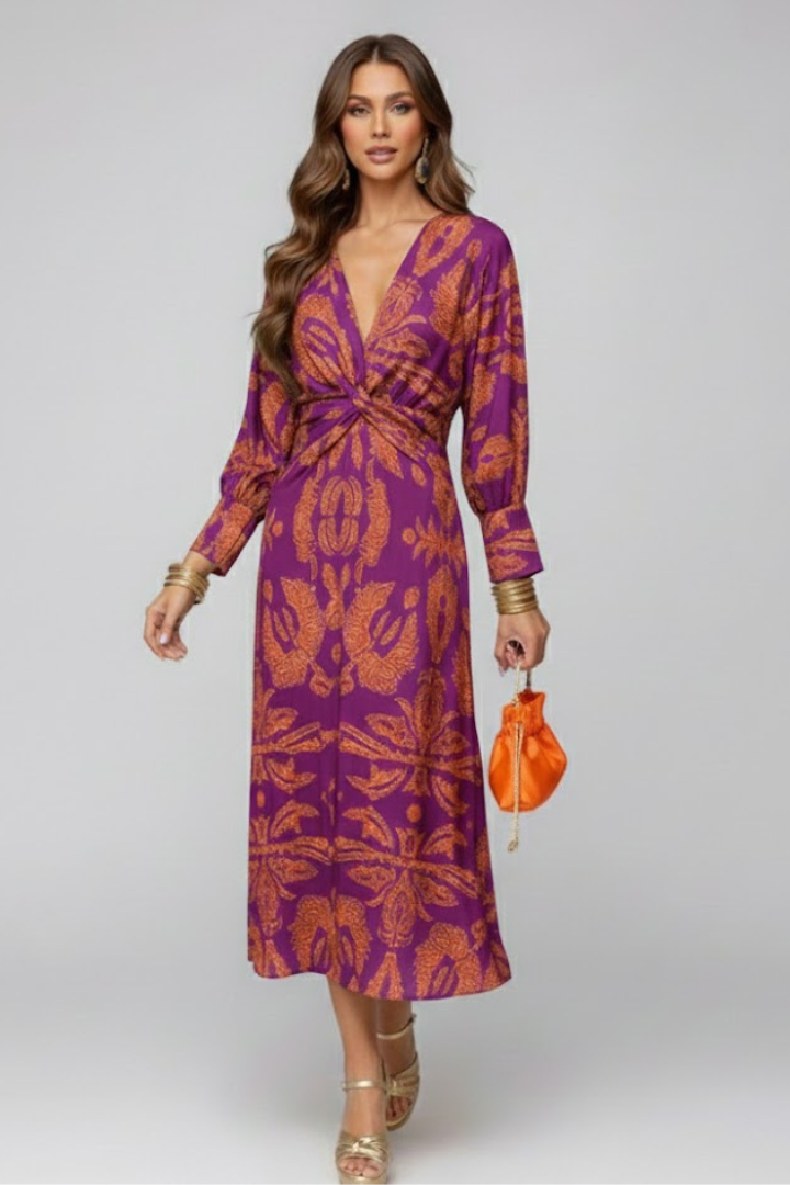 Lila | V-Neck Printed Maxi Dress