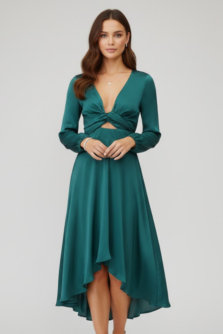 Lena | Elegant Midi Dress with Front Tie