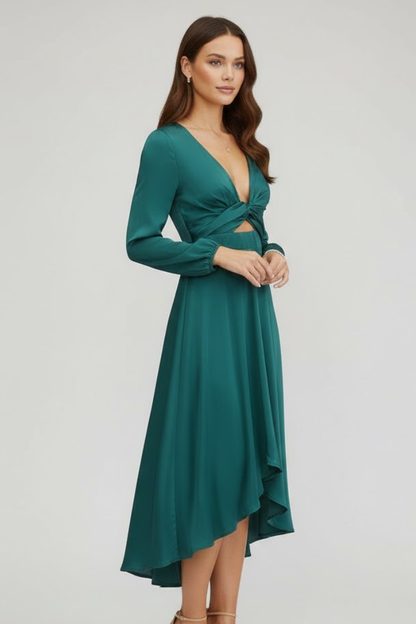 Lena | Elegant Midi Dress with Front Tie