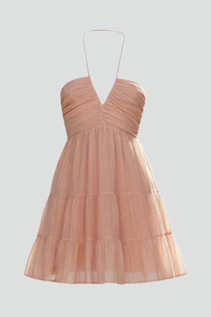 Lila | Halter Mini Dress with Tiered Ruffle Skirt