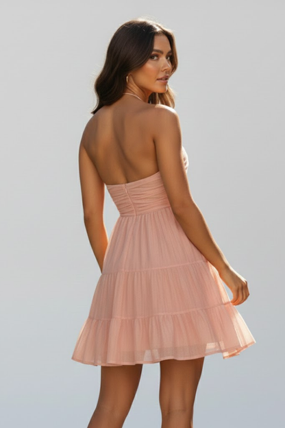 Lila | Halter Mini Dress with Tiered Ruffle Skirt