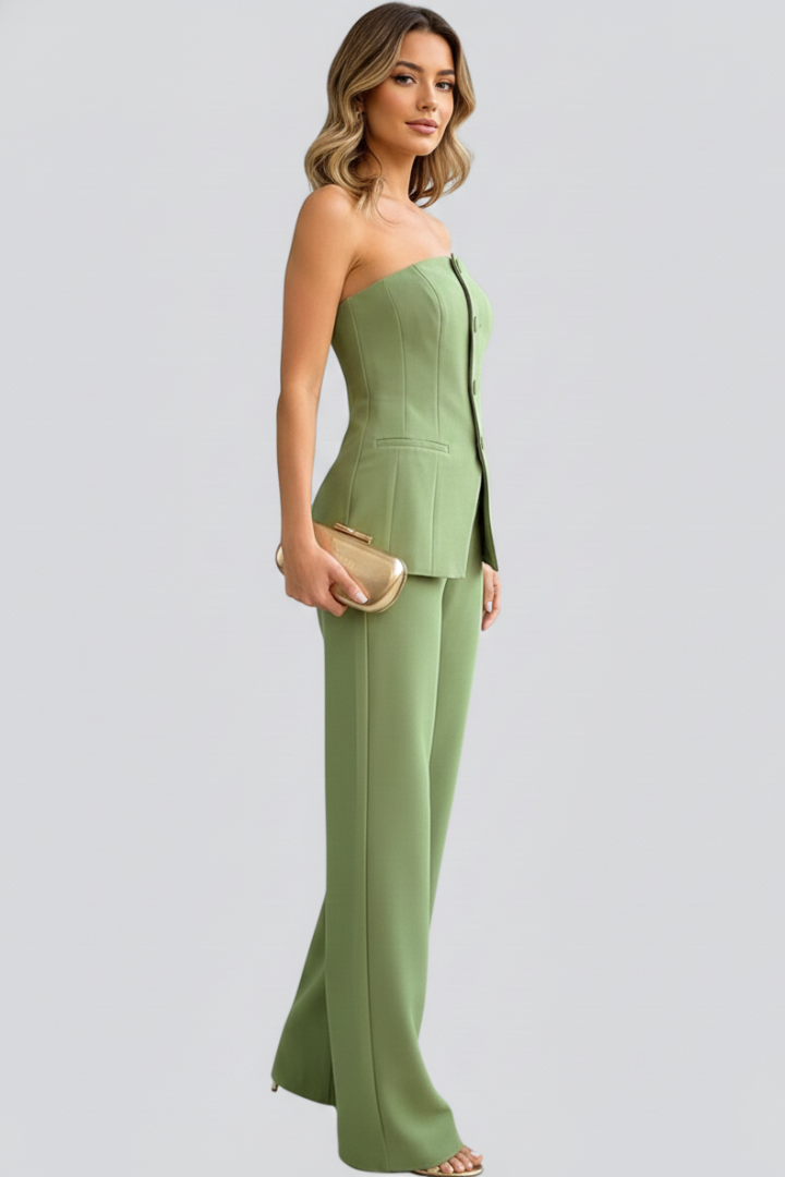 Luna | Bustier Set with Wide-Leg Pants