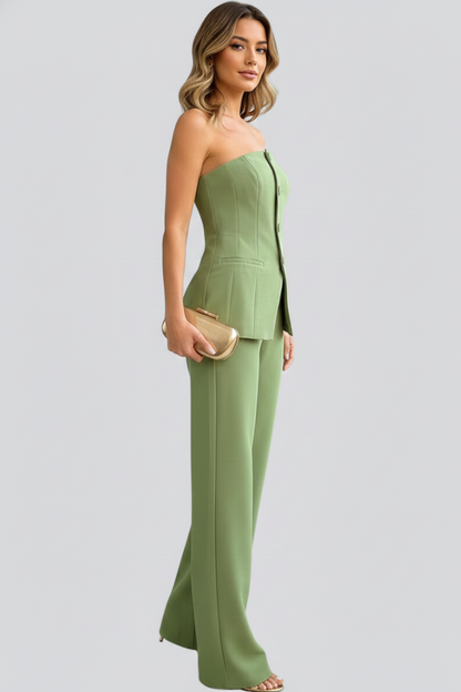 Luna | Bustier Set with Wide-Leg Pants