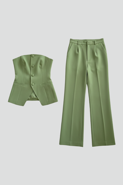 Luna | Bustier Set with Wide-Leg Pants