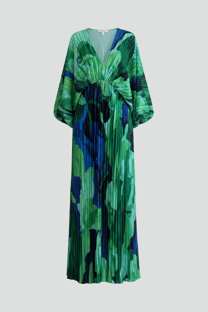 Lila | V-Neck Pleated Maxi Dress
