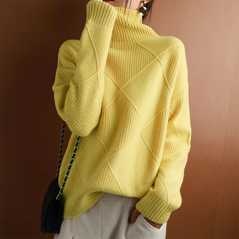 Isabella | Textured Knit Turtleneck Sweater