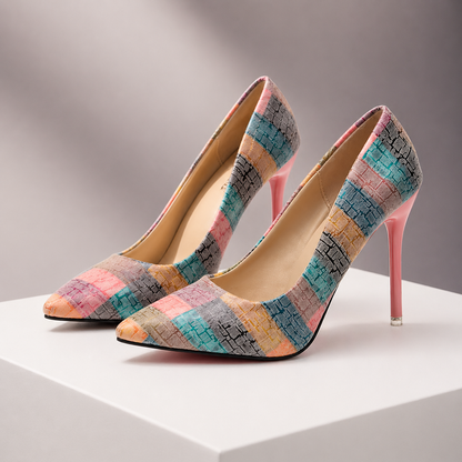 Amara | Printed Leather Pointed Toe Heels