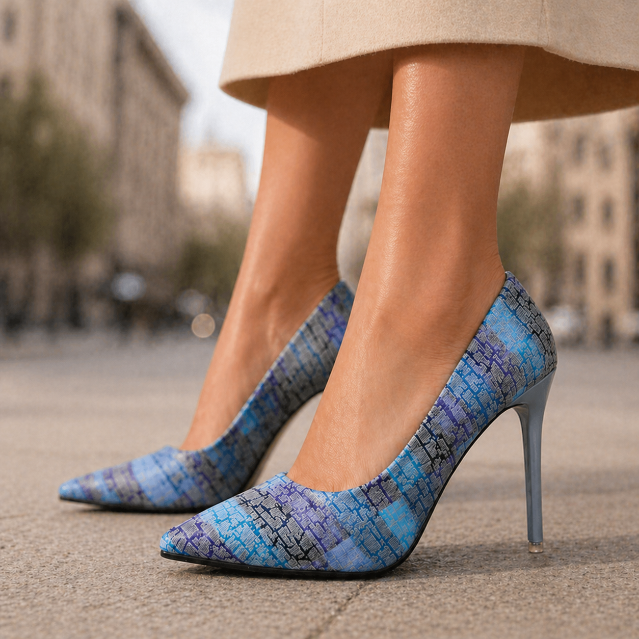 Amara | Printed Leather Pointed Toe Heels