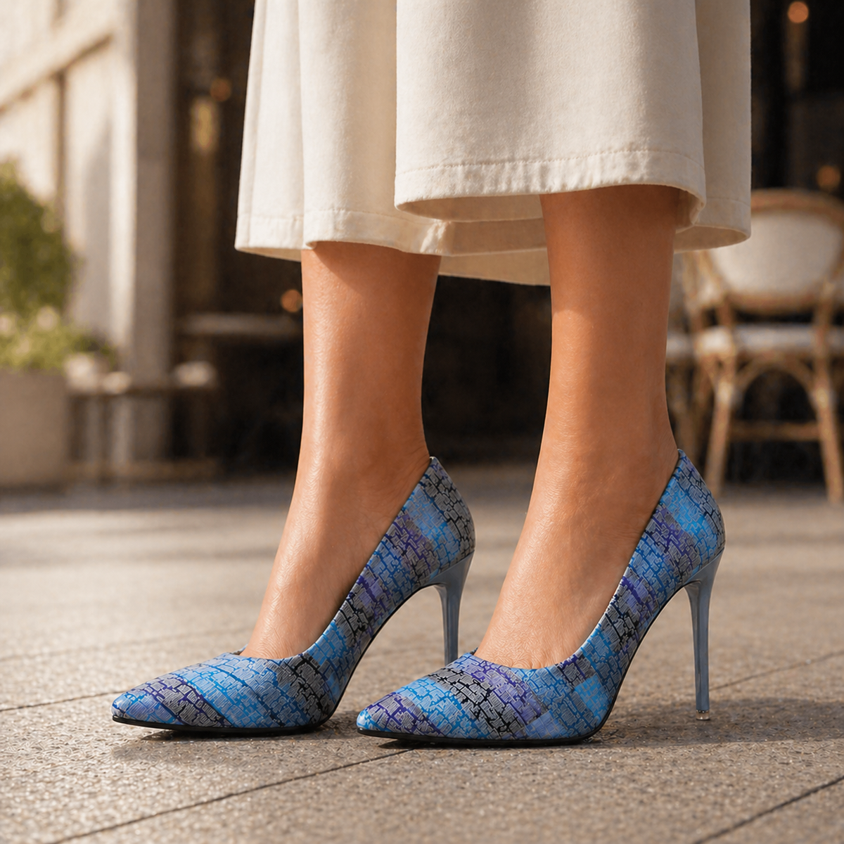 Amara | Printed Leather Pointed Toe Heels