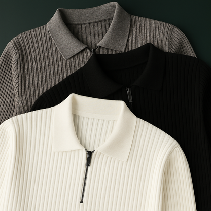 Rhys | Cotton Ribbed Quarter-Zip Sweater
