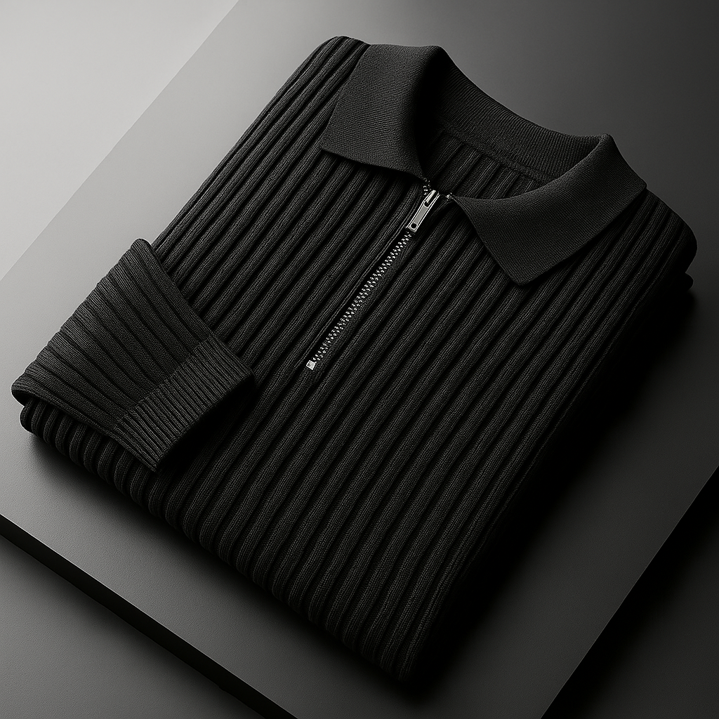 Rhys | Cotton Ribbed Quarter-Zip Sweater