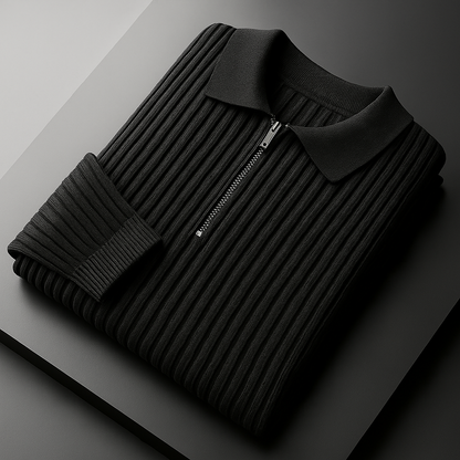 Rhys | Cotton Ribbed Quarter-Zip Sweater