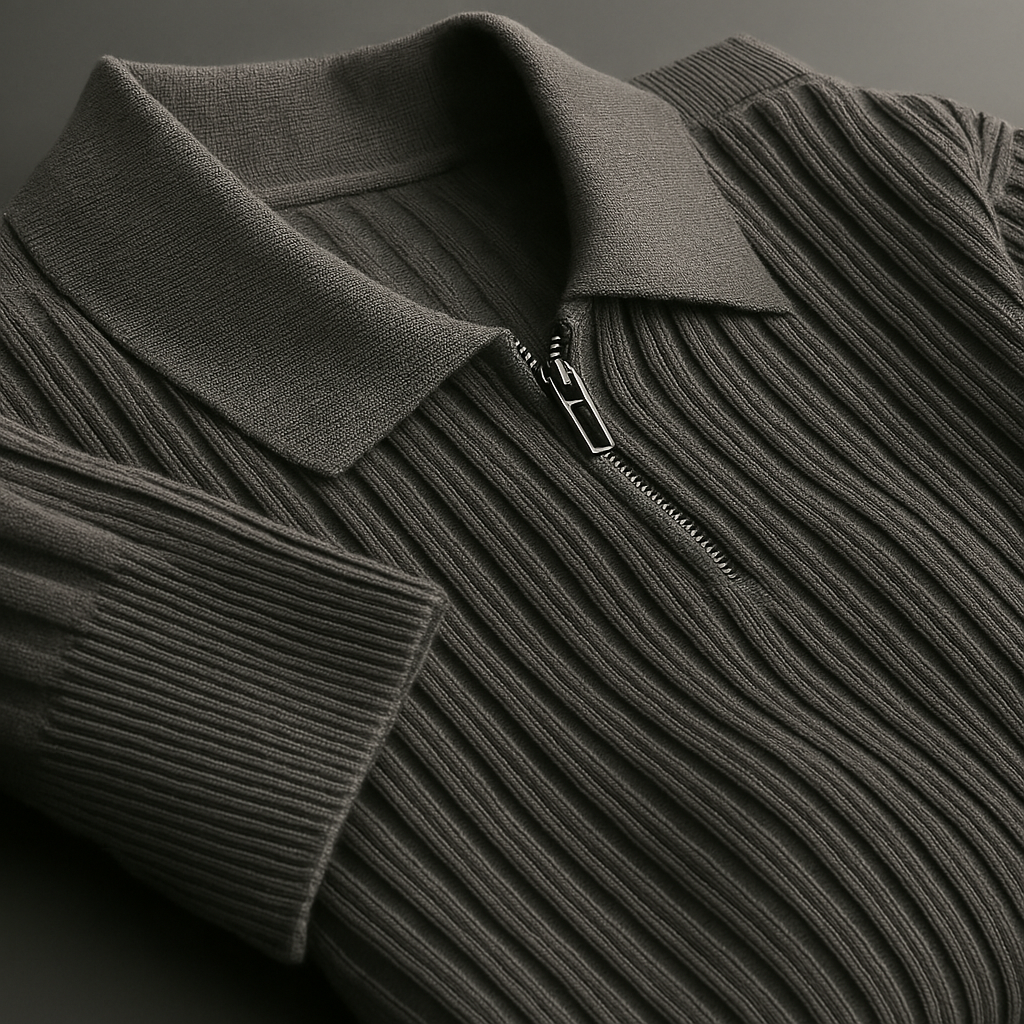 Rhys | Cotton Ribbed Quarter-Zip Sweater