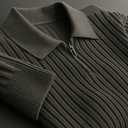 Rhys | Cotton Ribbed Quarter-Zip Sweater