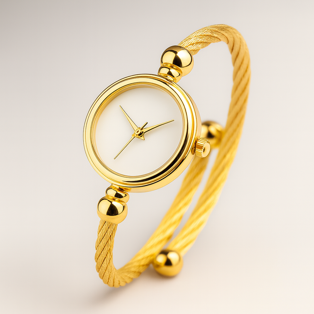 Iris | Savona Quartz Open Bangle in Non-Tarnish Metal