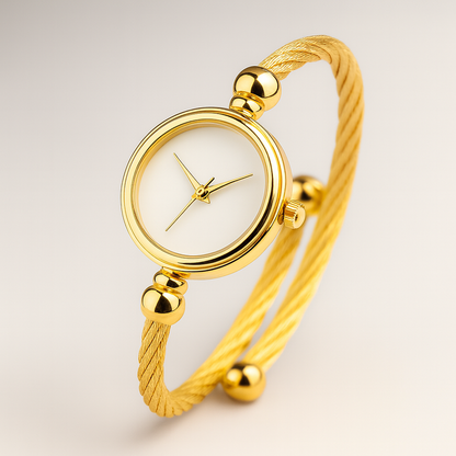 Iris | Savona Quartz Open Bangle in Non-Tarnish Metal