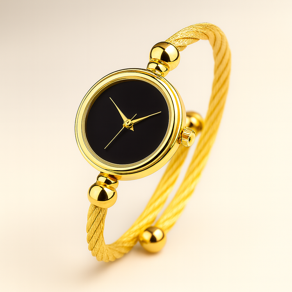 Iris | Savona Quartz Open Bangle in Non-Tarnish Metal