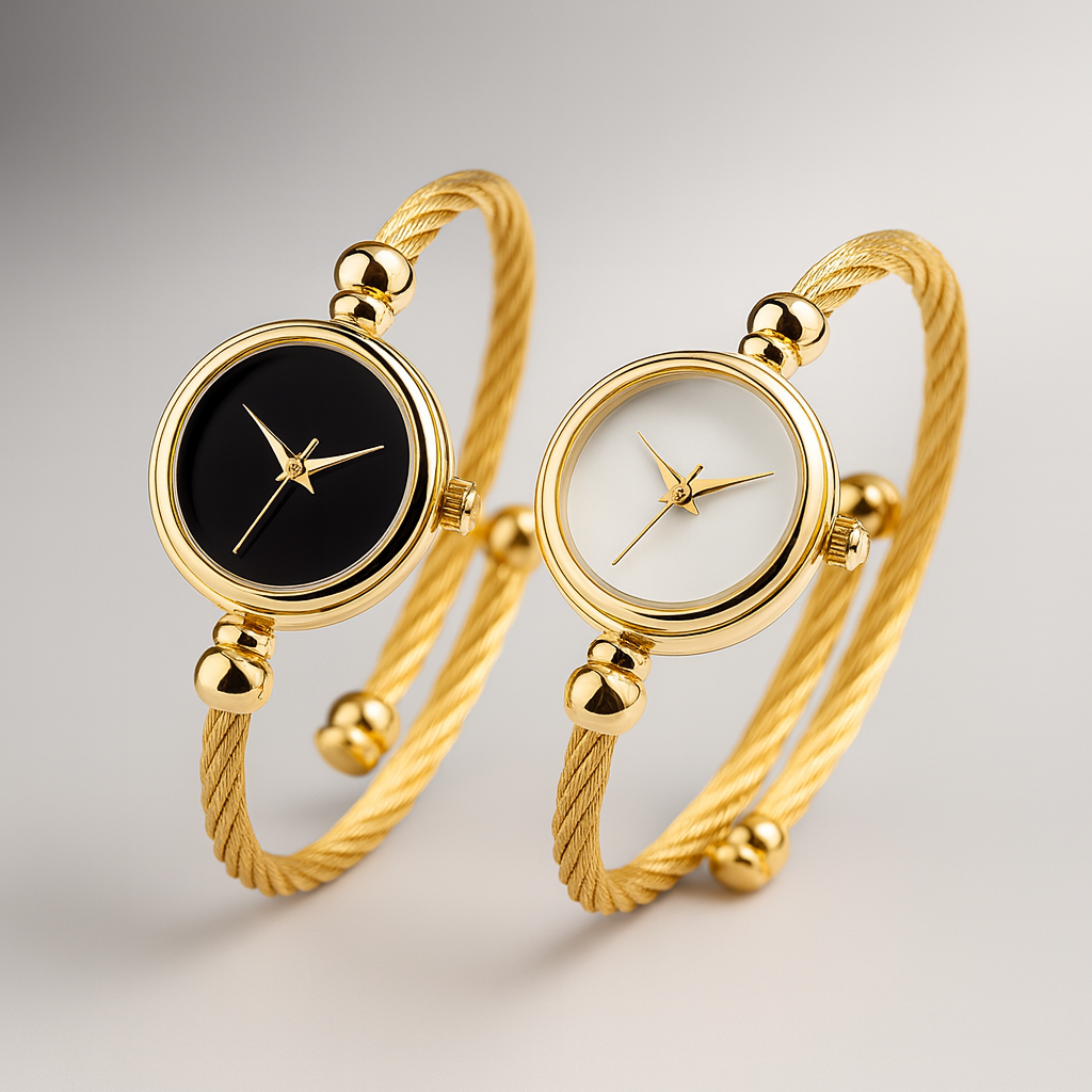 Iris | Savona Quartz Open Bangle in Non-Tarnish Metal