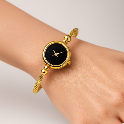 Iris | Savona Quartz Open Bangle in Non-Tarnish Metal
