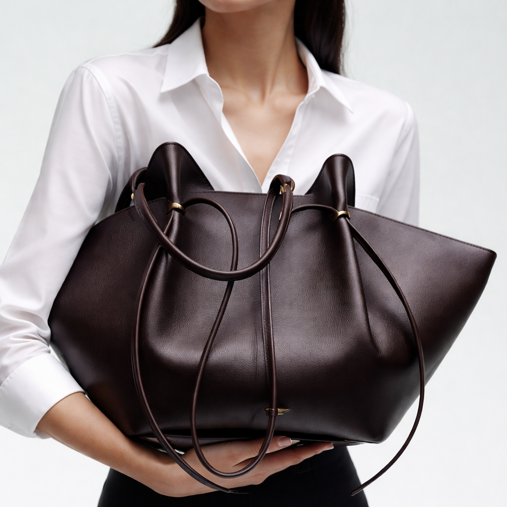 Estelle | Italian Leather Tote with Metal Accents