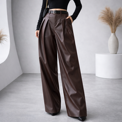 Isolde | Luxe Leather Wide-Leg Trousers