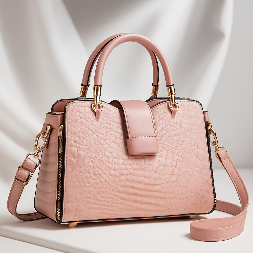 Rafaela | Croc-Embossed Leather Handbag with Gold Hardware