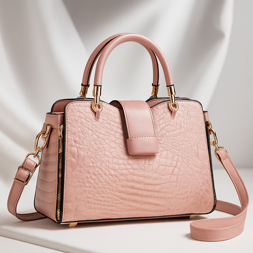 Rafaela | Croc-Embossed Leather Handbag with Gold Hardware