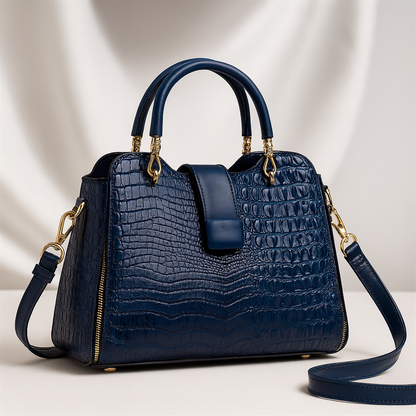 Rafaela | Croc-Embossed Leather Handbag with Gold Hardware