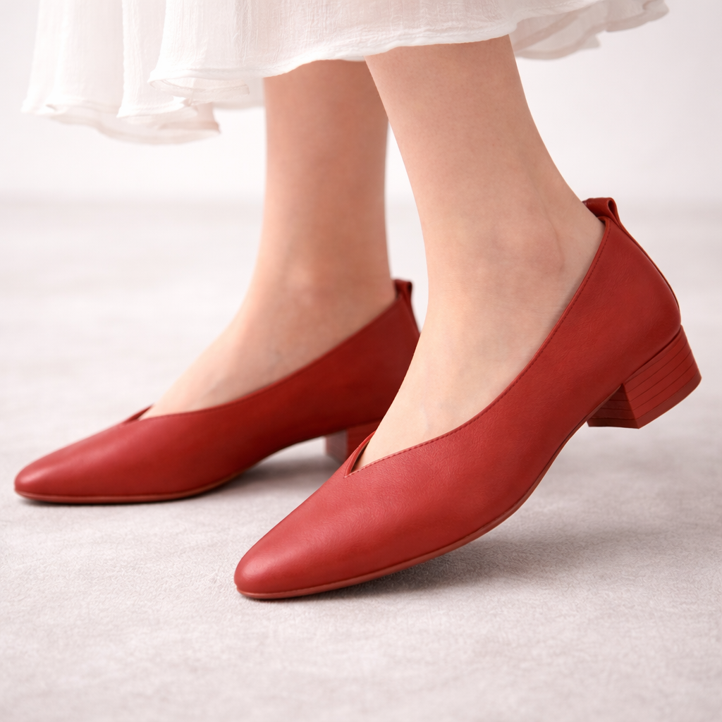 Clara | Italian Leather Low Block Heel Pumps