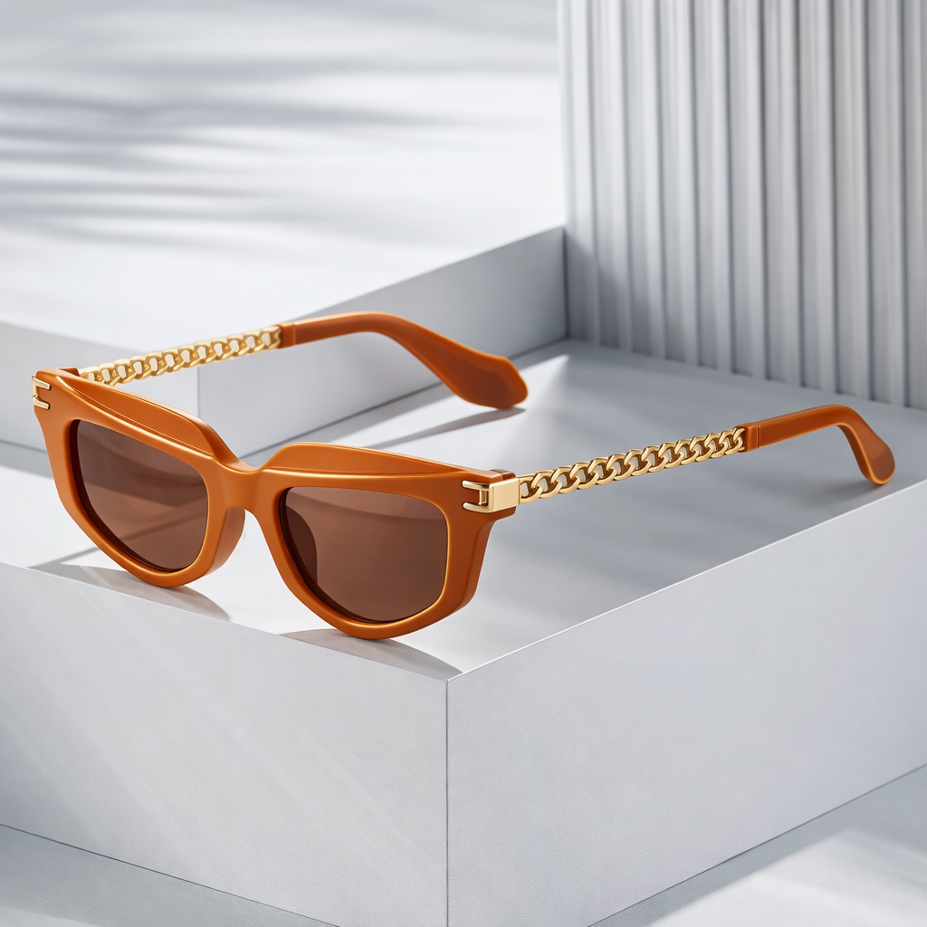 Delphine | Cat-Eye Sunglasses with Gold Chain Temples