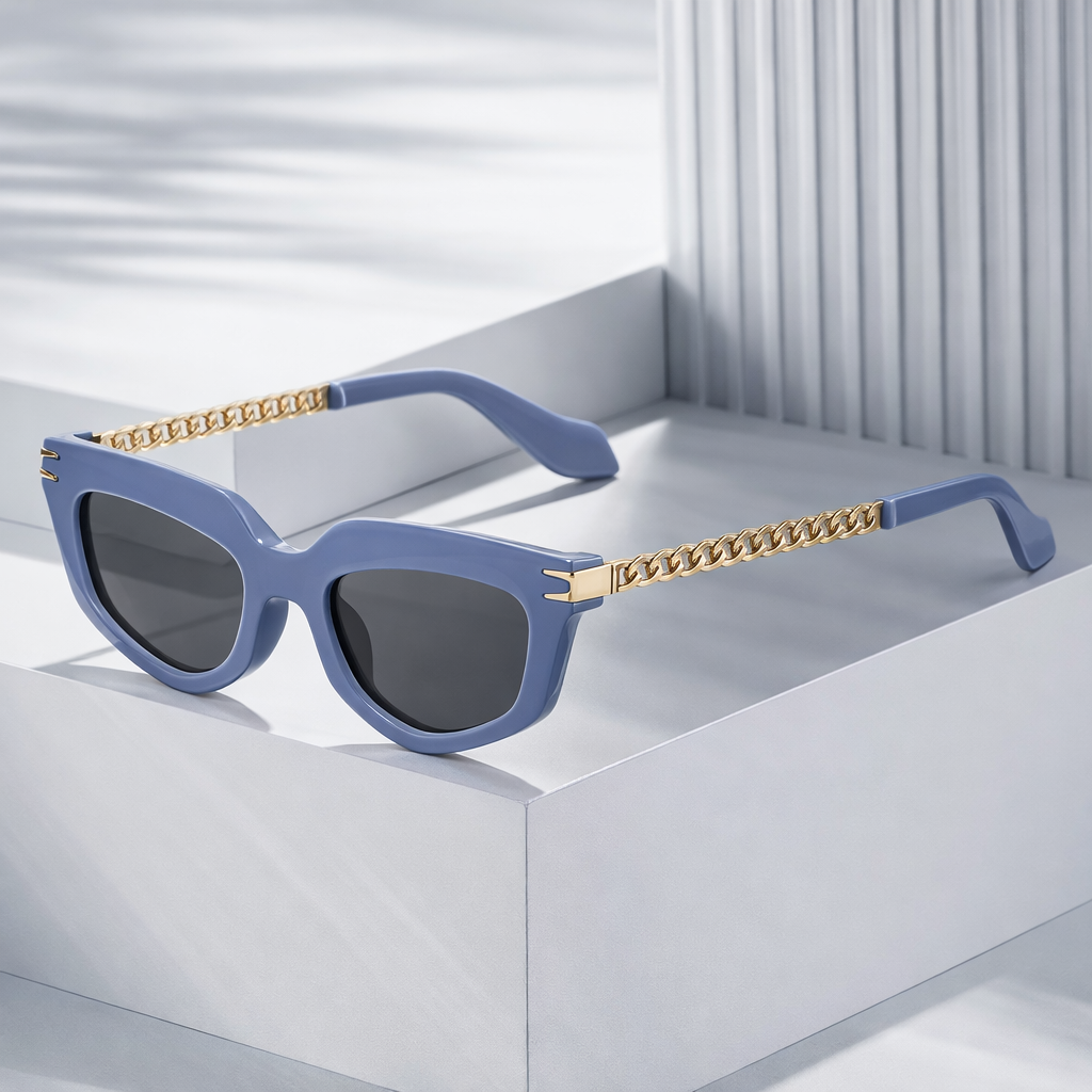 Delphine | Cat-Eye Sunglasses with Gold Chain Temples