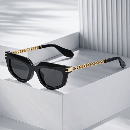 Delphine | Cat-Eye Sunglasses with Gold Chain Temples