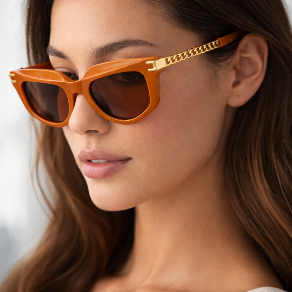 Delphine | Cat-Eye Sunglasses with Gold Chain Temples