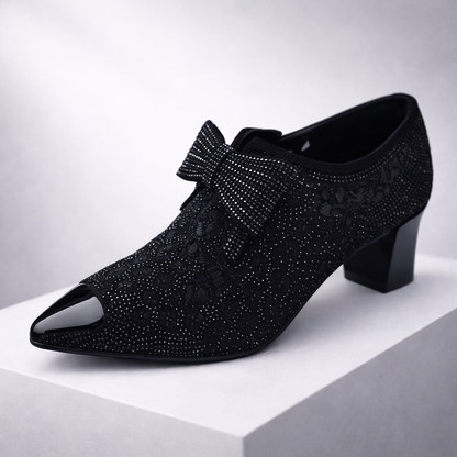 Coralie | Elegant Block Heels with Bow Detail