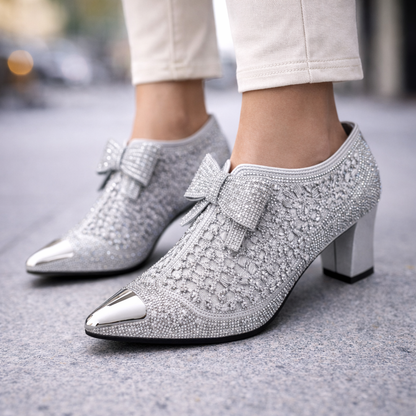 Coralie | Elegant Block Heels with Bow Detail