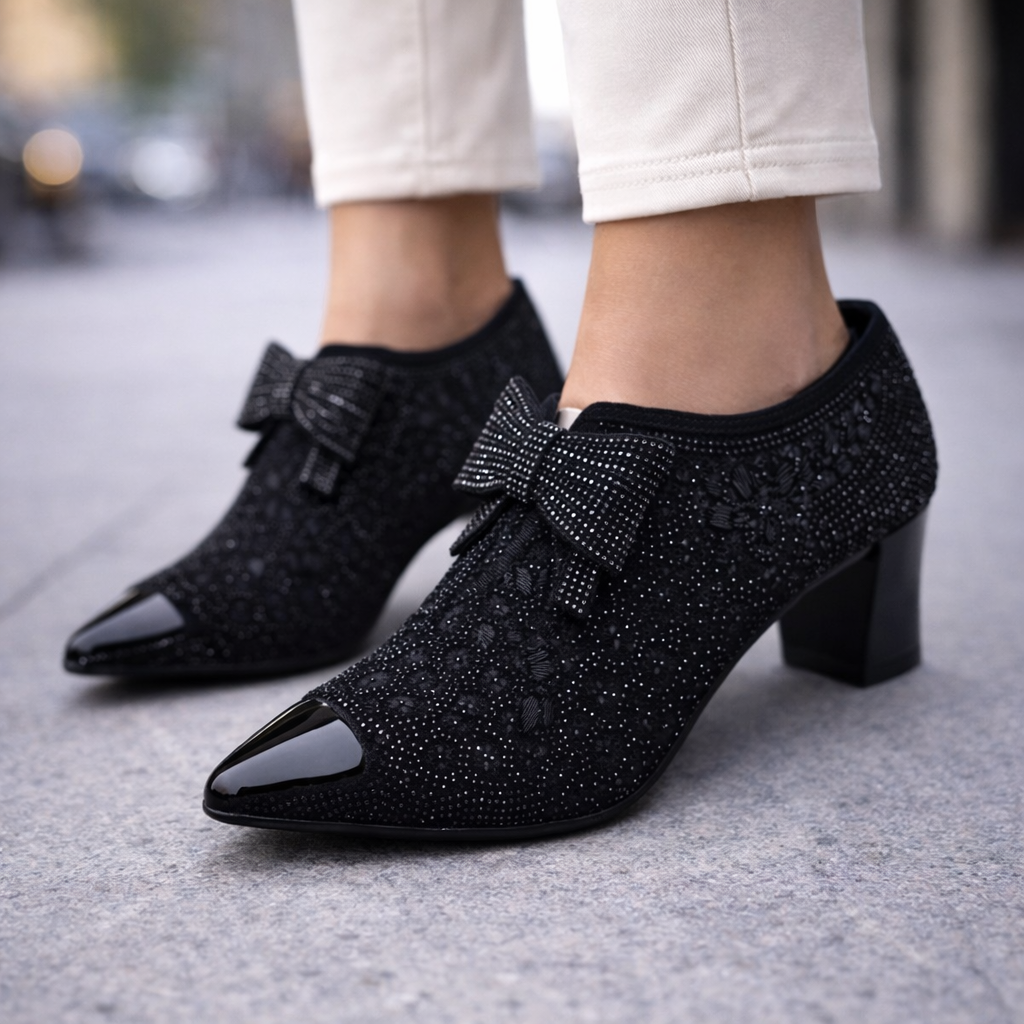 Coralie | Elegant Block Heels with Bow Detail