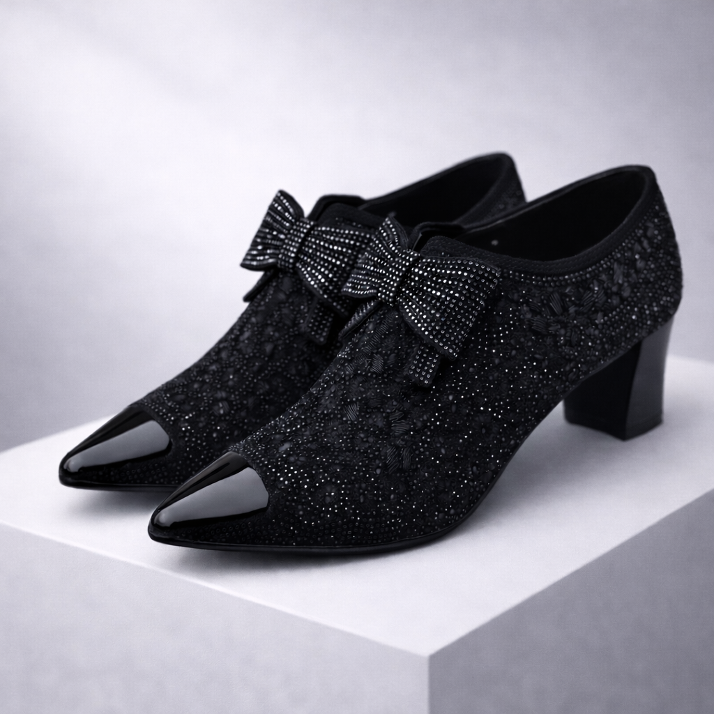Coralie | Elegant Block Heels with Bow Detail