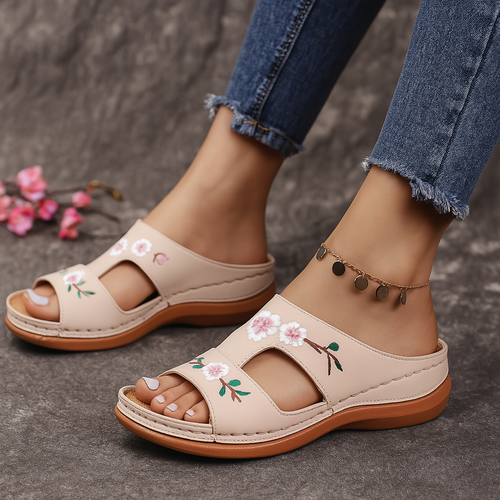 Genevieve | Embroidered Vegan Leather Sandals