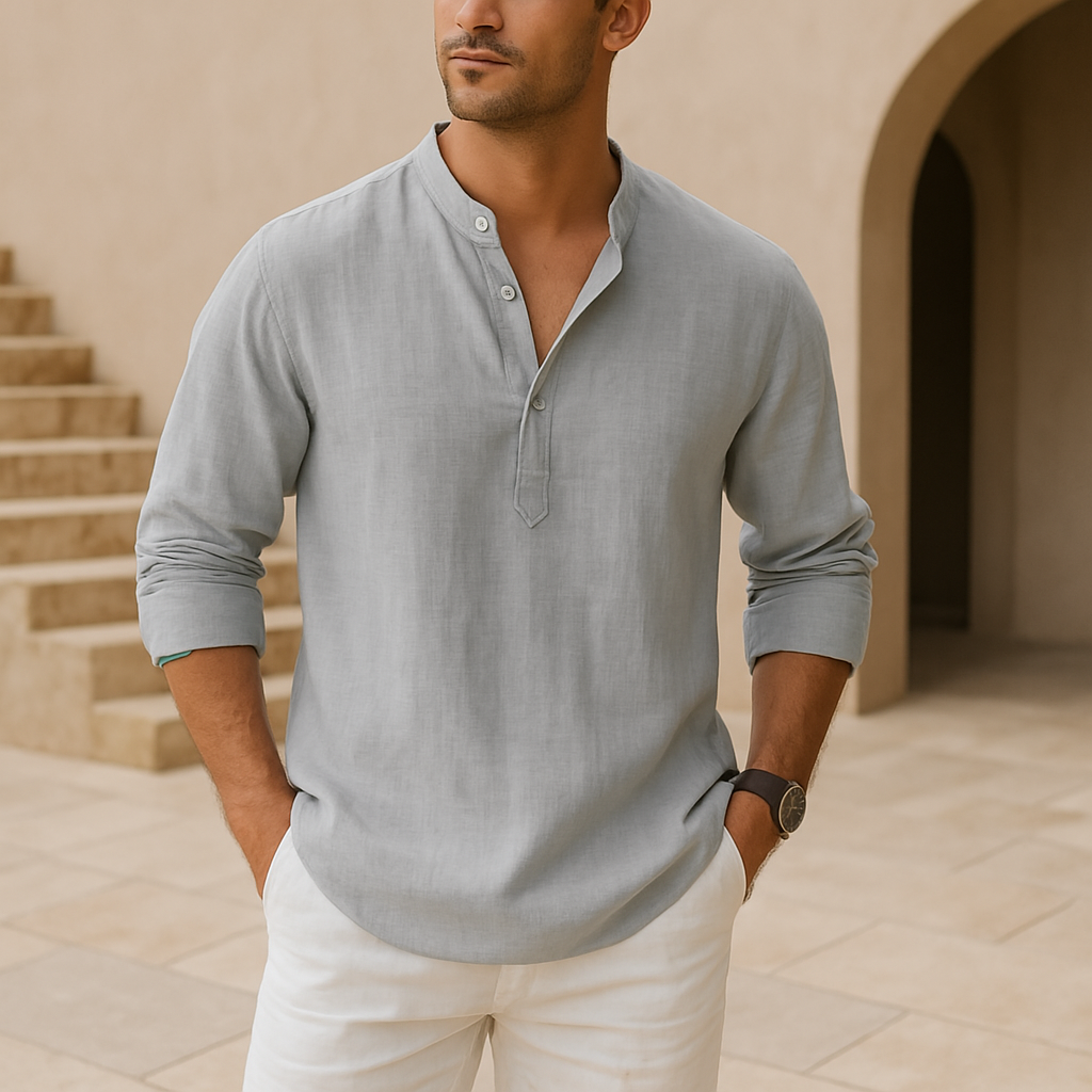 Miles | Linen Blend Henley Shirt