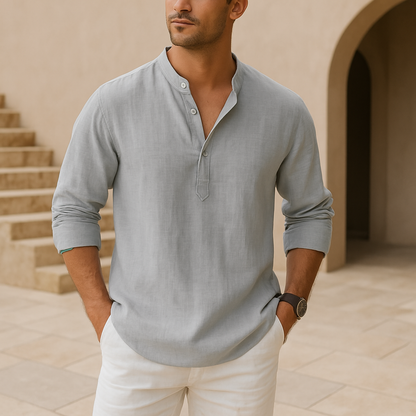 Miles | Linen Blend Henley Shirt