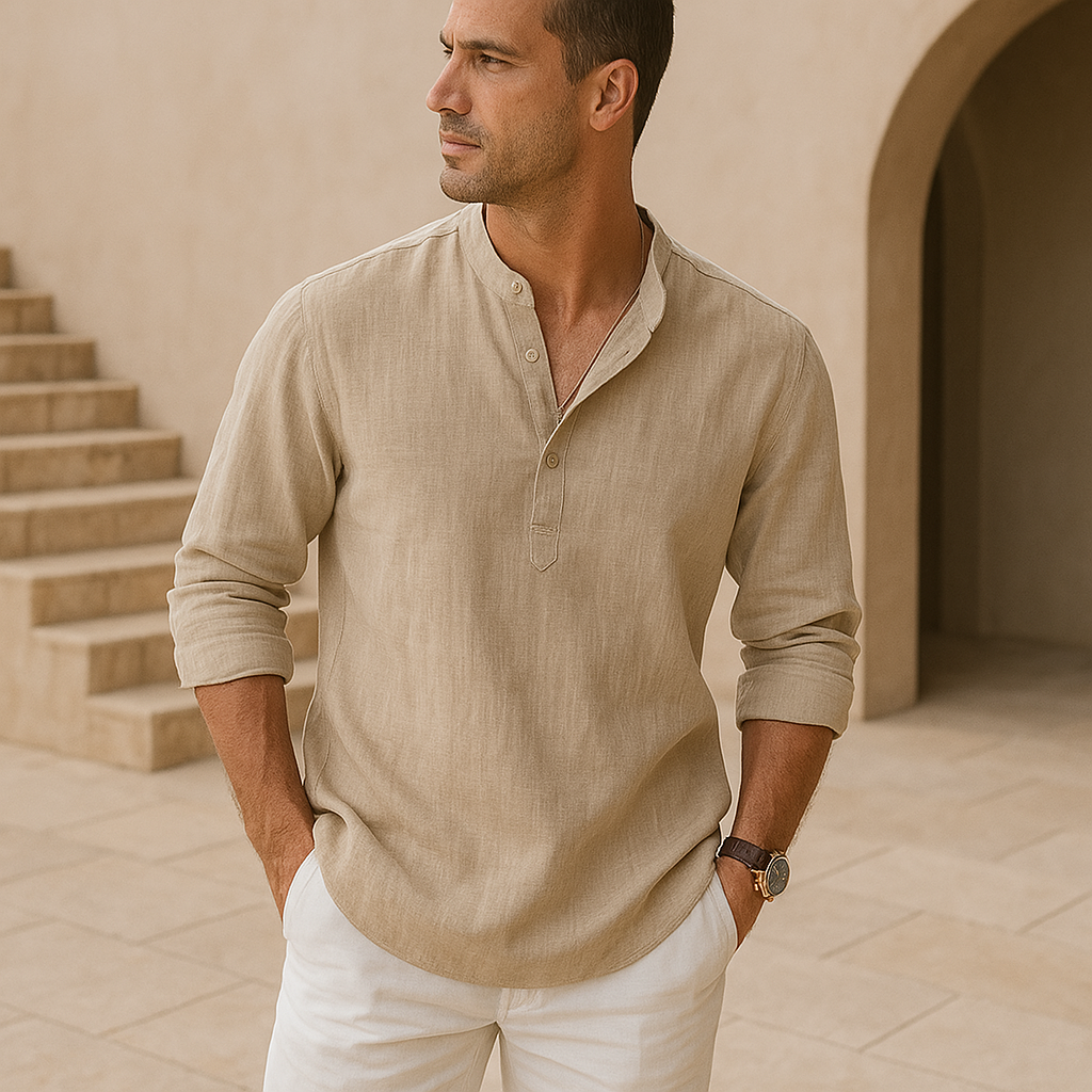 Miles | Linen Blend Henley Shirt