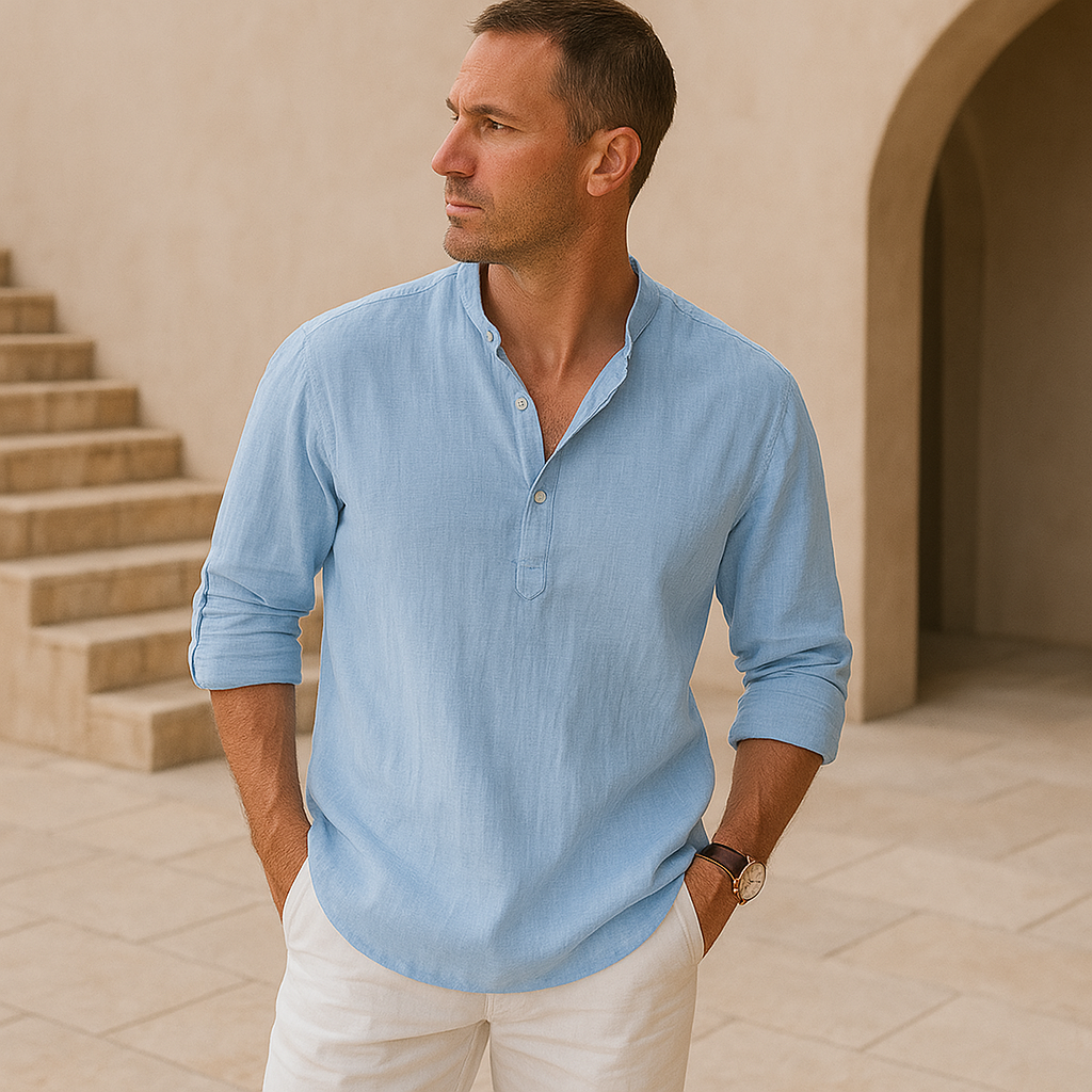 Miles | Linen Blend Henley Shirt
